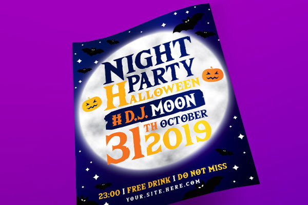 Sparky Halloween Party Flyer and Facebook Cover Template FREE PSD