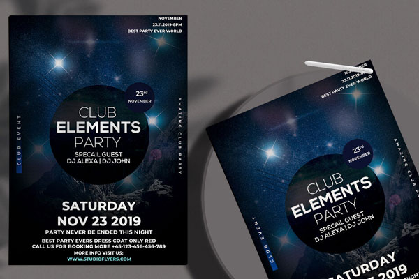 Starry Sky Club Party Flyer Template FREE PSD