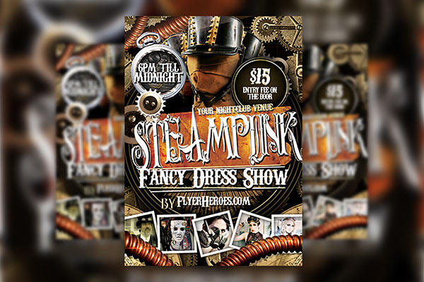 Steampunk Event Flyer Template FREE PSD