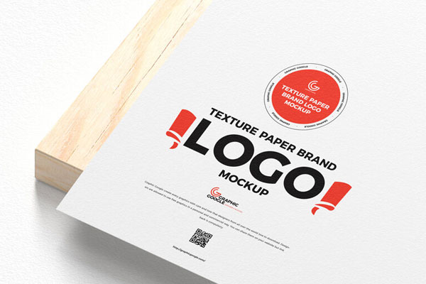 Textured Paper Logo Mockup on a Wooden Board FREE PSD