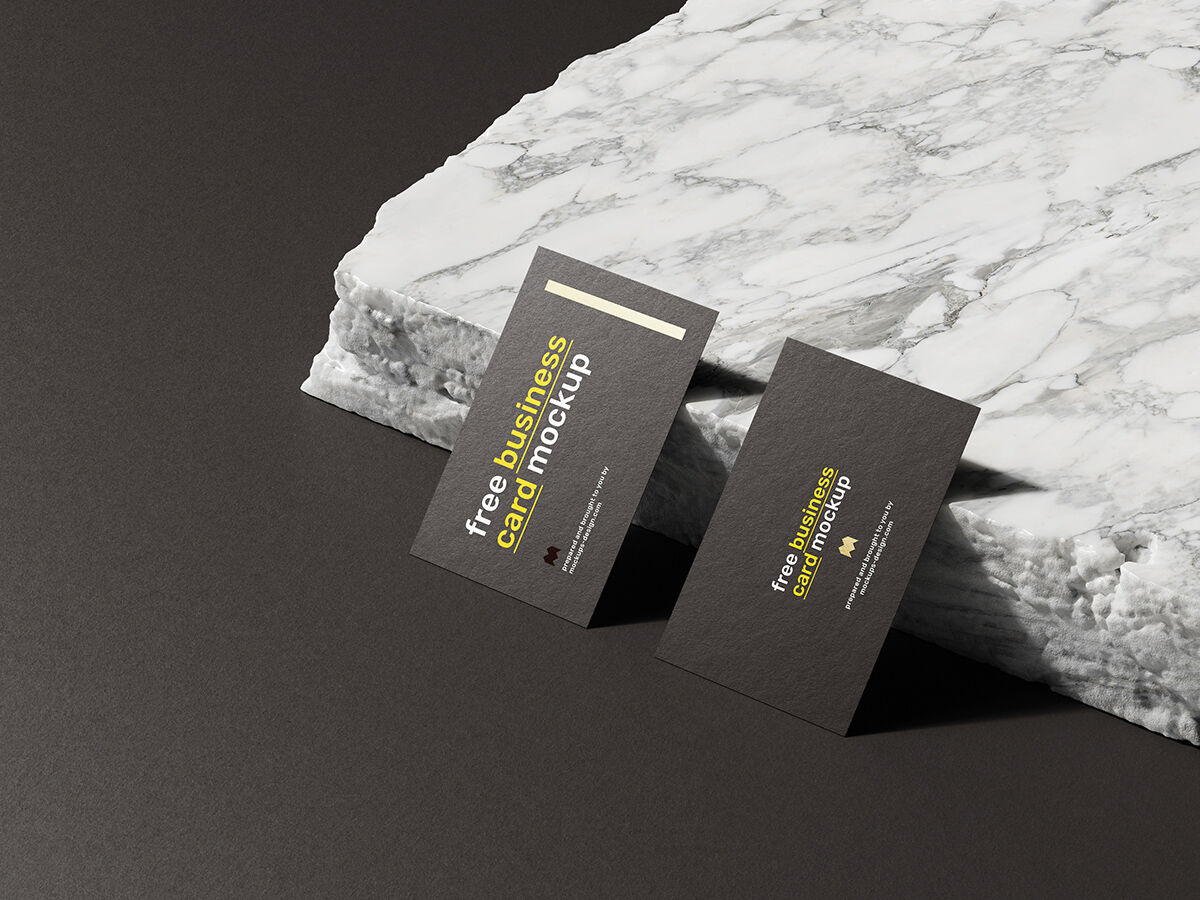 Three Business Card Mockups in Different Positions FREE PSD