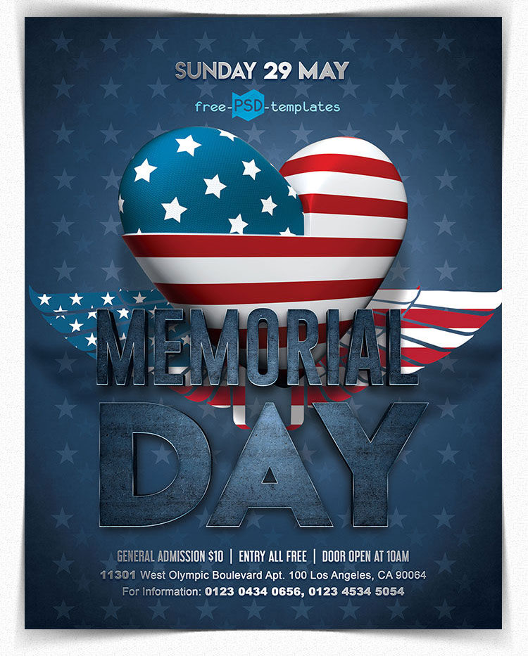 Three Classic Memorial Day Flyers Templates FREE PSD