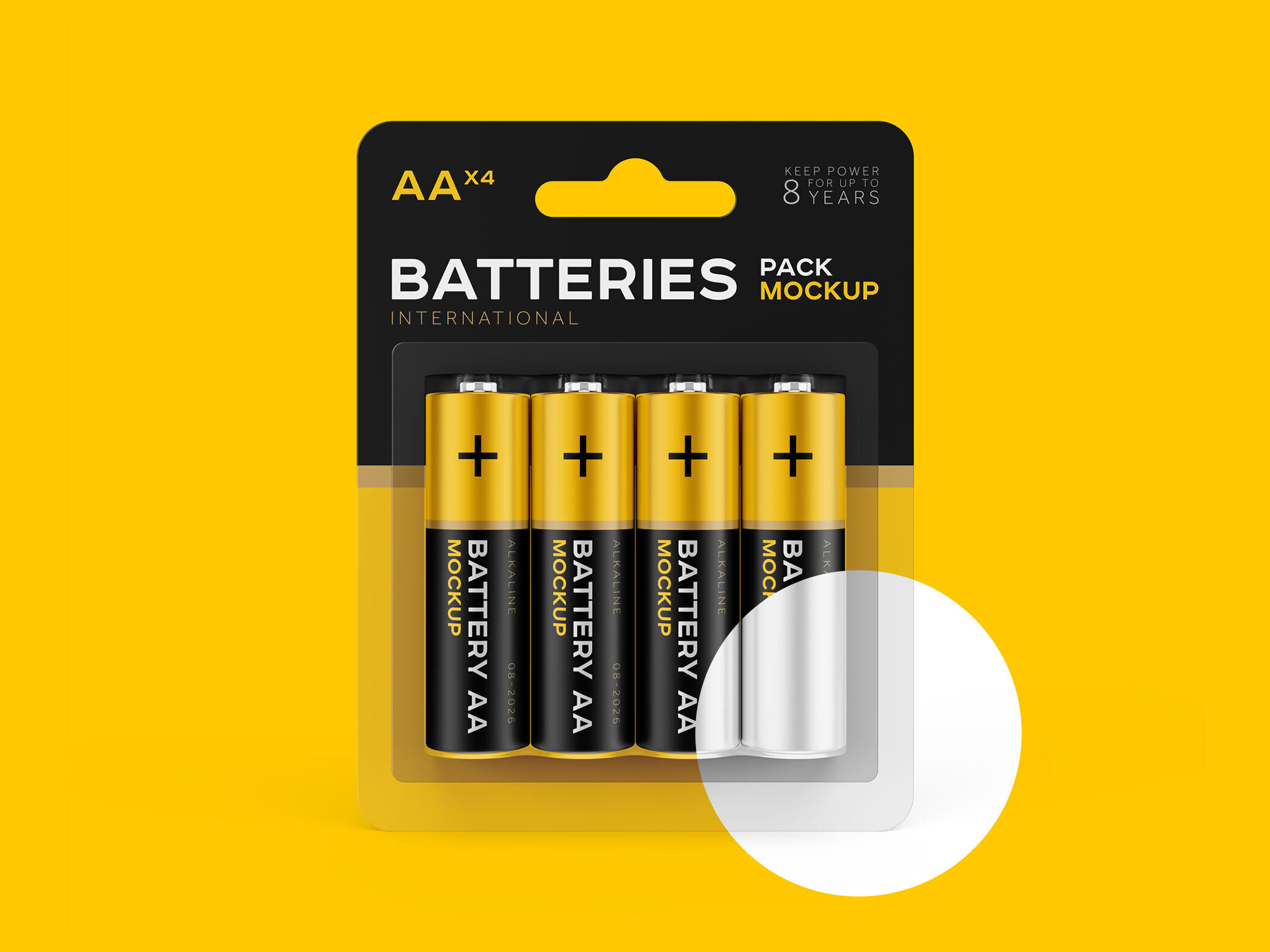 Three Mockups Displaying Front View of Standing Aa Batteries FREE PSD