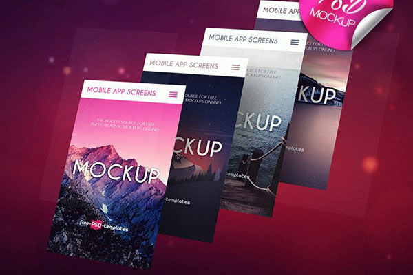 Three Mockups Featuring Mobile App Screens FREE PSD