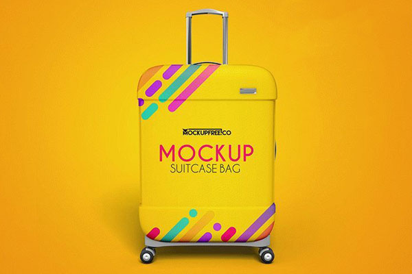 Three Mockups of a Suitcase Bag from Front and Angled Views FREE PSD