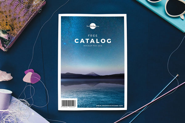 Top View Catalog Cover Mockup FREE PSD