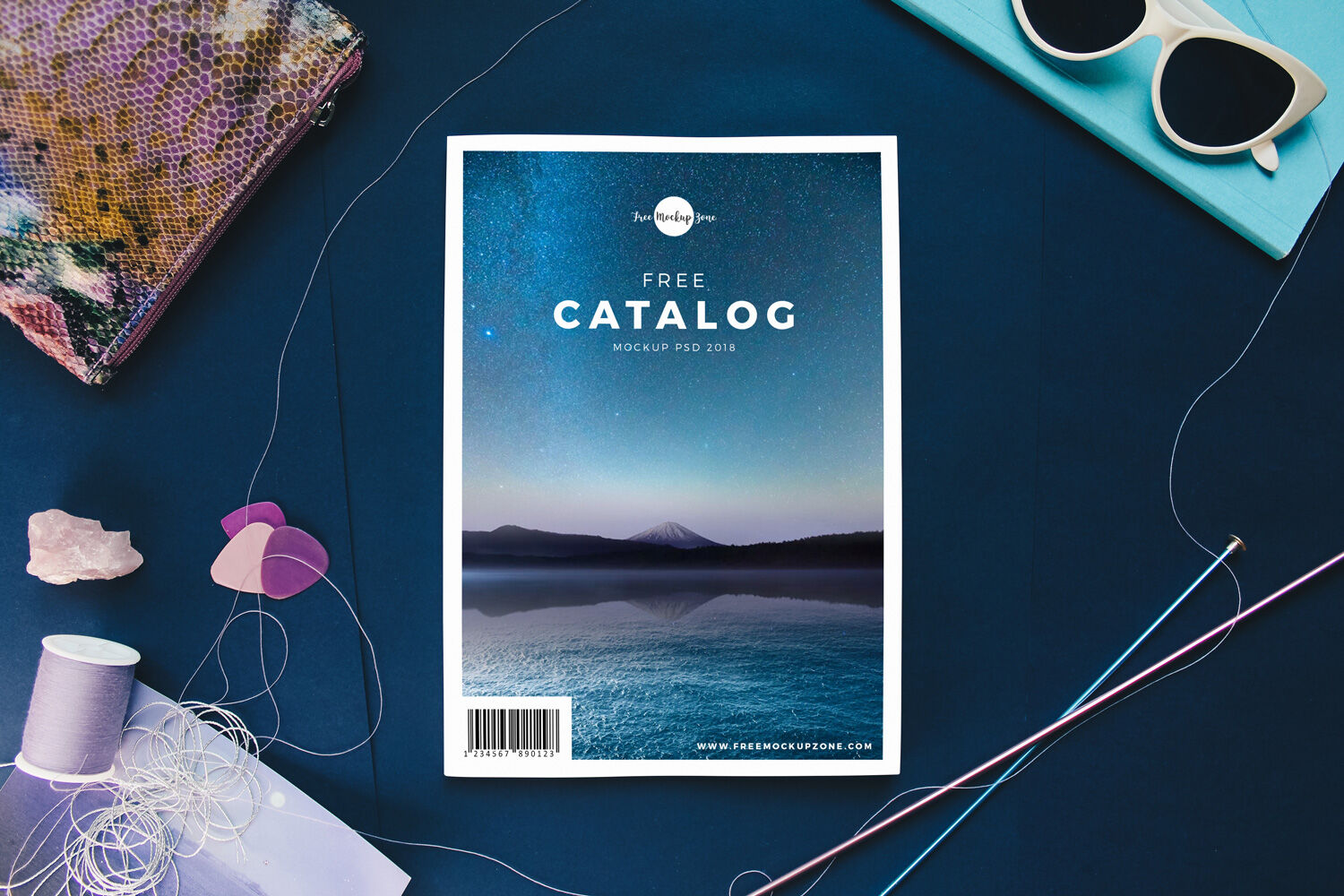 Top View Catalog Cover Mockup FREE PSD