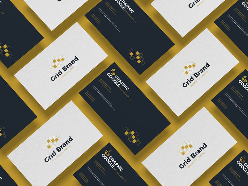 Top-view Mockup of Floating Business Cards in Grid FREE PSD