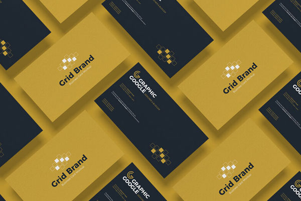Top-view Mockup of Floating Business Cards in Grid FREE PSD