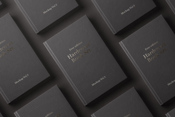 Top View of a Grid of Hardcover Books Mockup Free Download