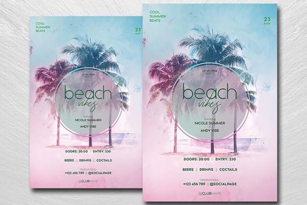 Tropical Beach Vibes Flyer Template FREE PSD