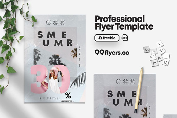 Tropical Seasonal Sale Flyer Template FREE PSD