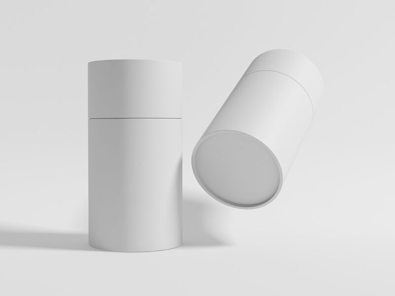 Two Cylindrical Packaging Paper Tubes Mockup in Different Angles FREE PSD