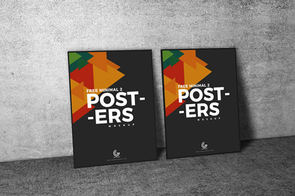 Two Minimal Posters Leaning Against a Wall Mockup FREE PSD