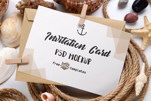 Two Minimalist Invitation Card Mockup FREE PSD