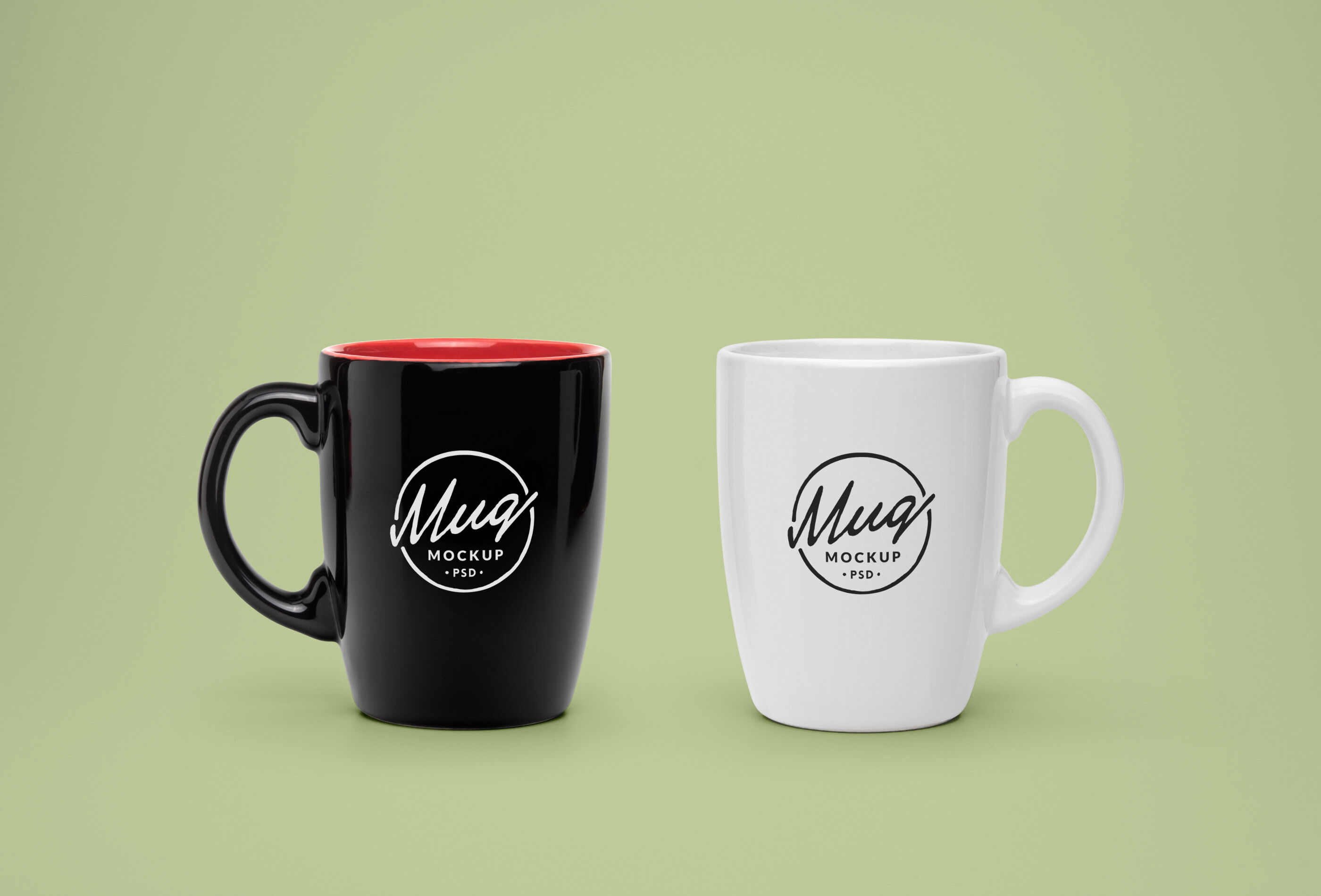 Two Mugs Mockup In Black And White FREE PSD