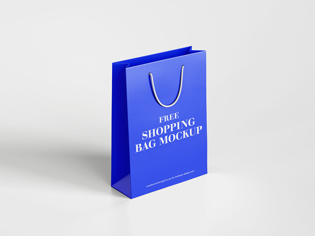 Two Shopping Bags Mockup In Blue Color FREE PSD