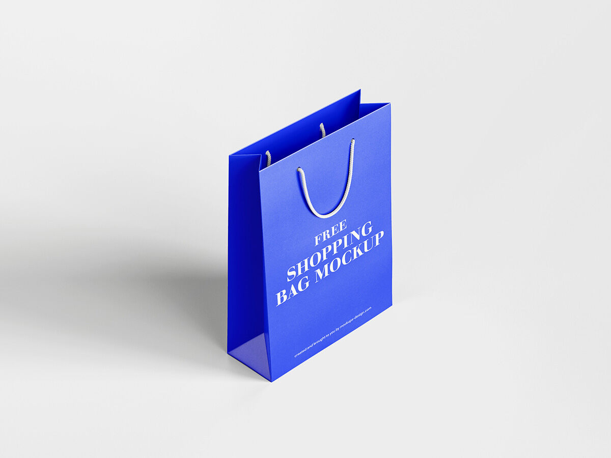 Two Shopping Bags Mockup In Blue Color FREE PSD