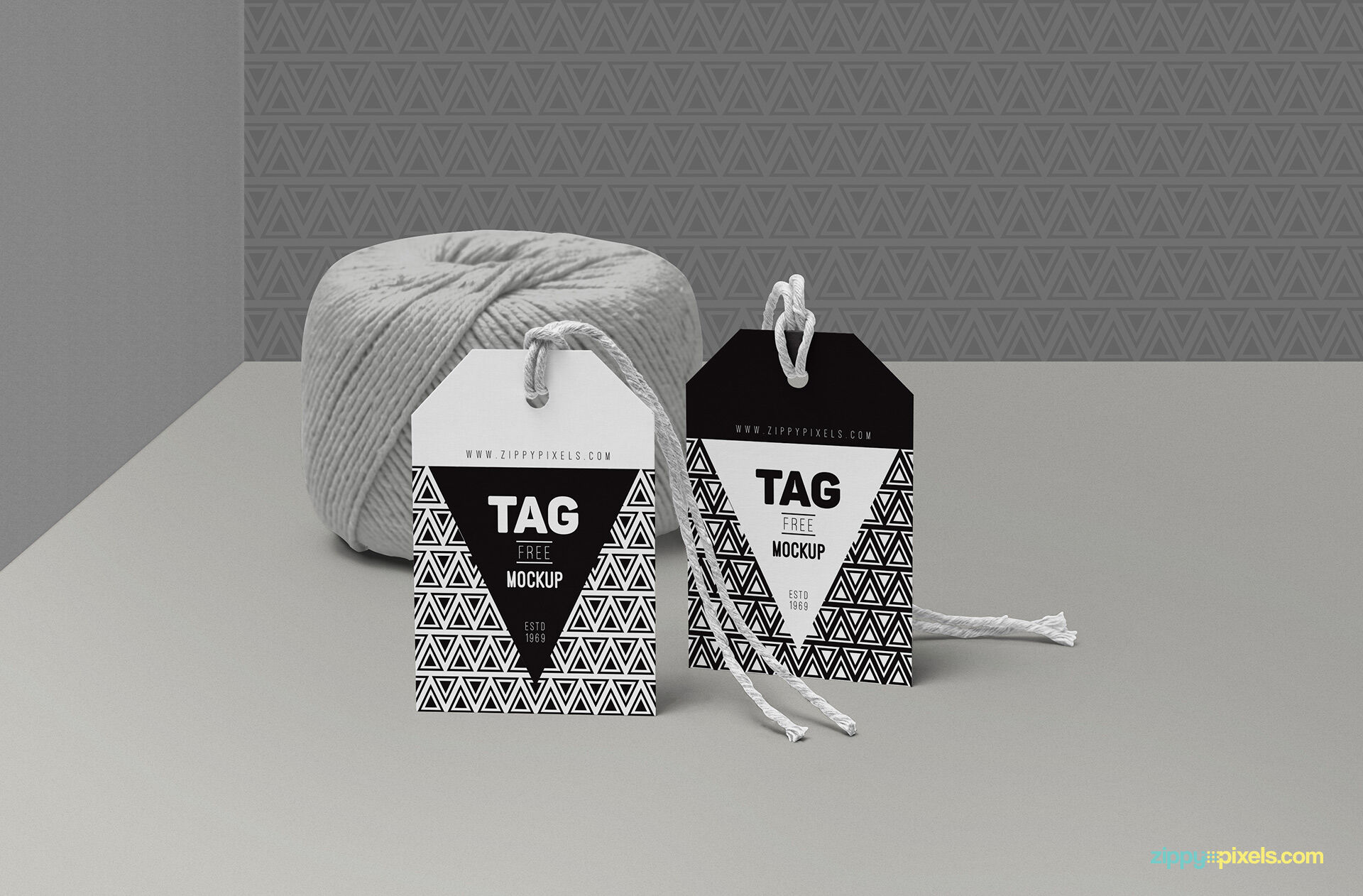 Two Tags with String Mockups in Different Views FREE PSD