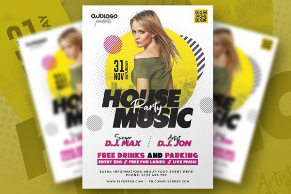 Urban Circle Night Club Party Flyer Template FREE PSD