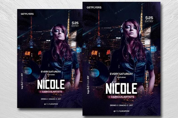 Urban DJ Party Flyer Template FREE PSD