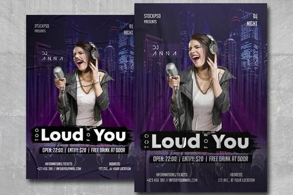 Urban Modern DJ Party Flyer Template FREE PSD