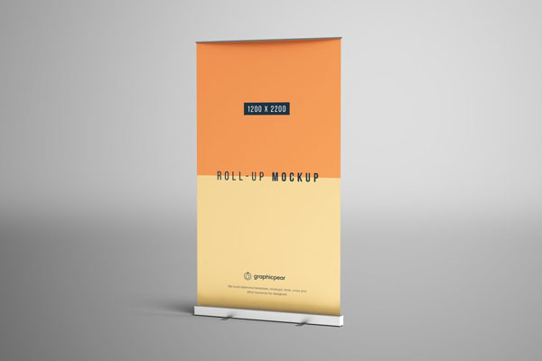 Vertical Roll Up Banner Stand Mockup FREE PSD