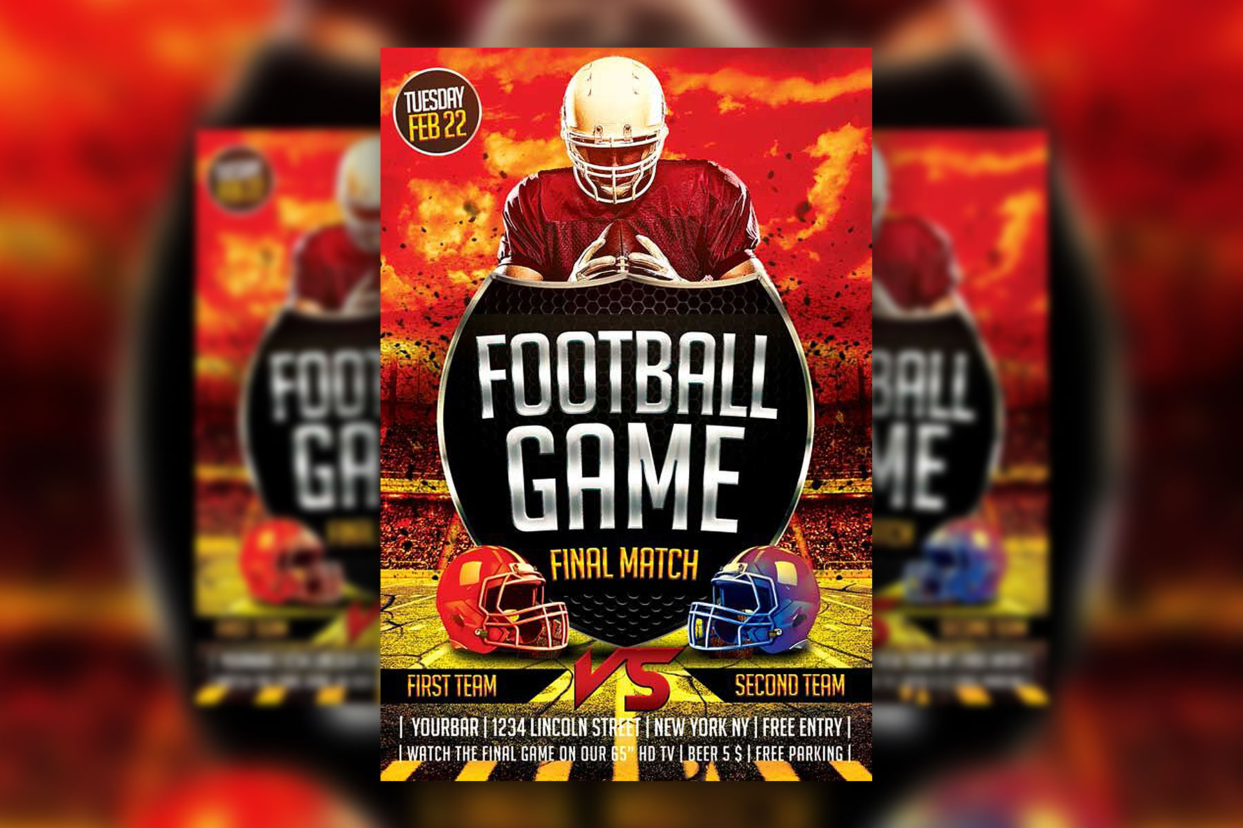 Watching Football Match at the Bar Flyer Template (FREE)