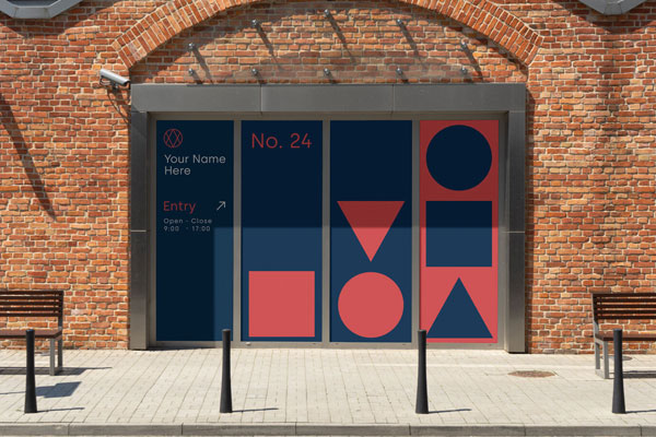 Window Sign Mockup in Urban Environment FREE PSD