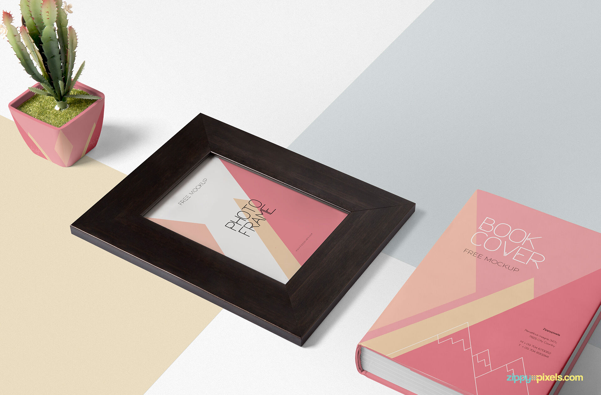 Wooden Frame and Thick Hardcover Book Mockup FREE PSD