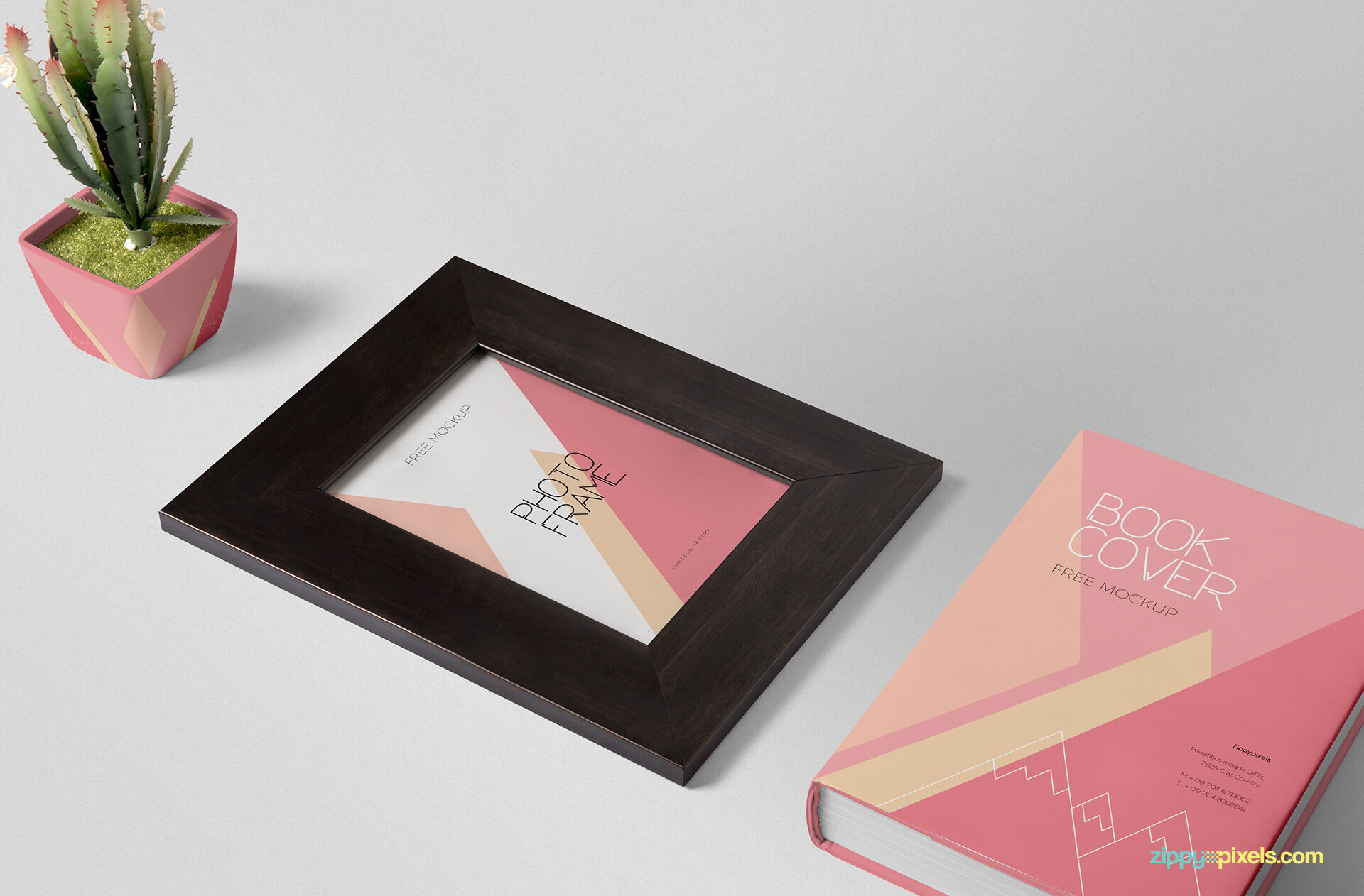 Wooden Frame and Thick Hardcover Book Mockup FREE PSD