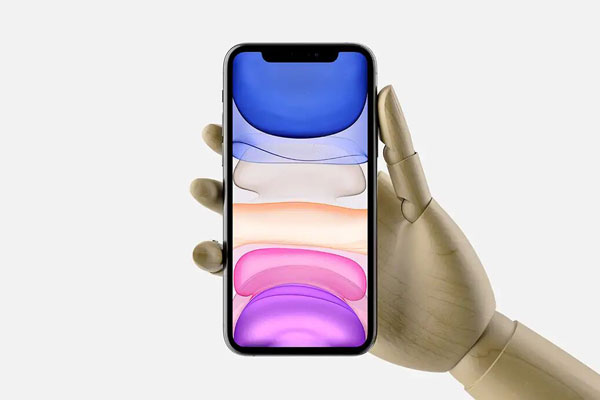 Wooden Hand Holding iPhone 11 Pro Max Mockup FREE PSD