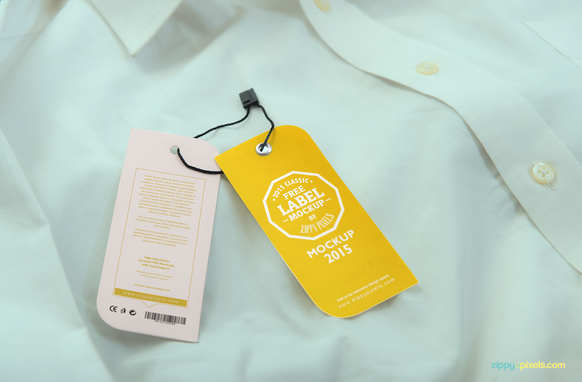 2 Clothing Label Mockups on Jean and Shirt FREE PSD