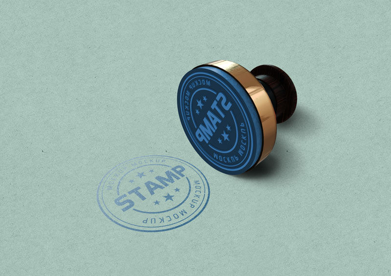 3/4 View of a Round Stamp Mockup FREE PSD