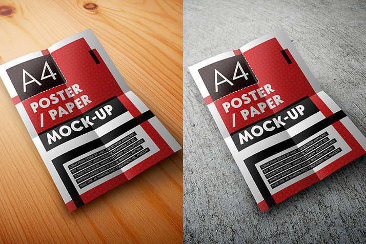 3 A4 Flyer\ Poster Mockups in Different Views Featuring 3 Pre-Made Backgrounds FREE PSD