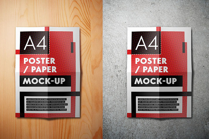 3 A4 Flyer\ Poster Mockups in Different Views Featuring 3 Pre-Made Backgrounds FREE PSD