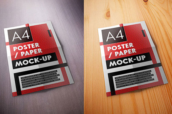 3 A4 Flyer\ Poster Mockups in Different Views Featuring 3 Pre-Made Backgrounds FREE PSD