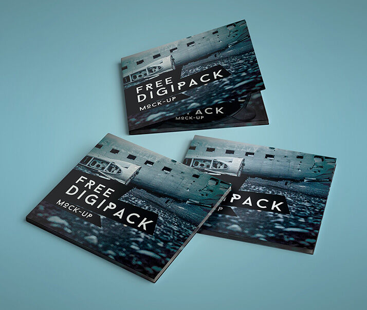 3 Digipak and CD Mockups in Different positions FREE PSD
