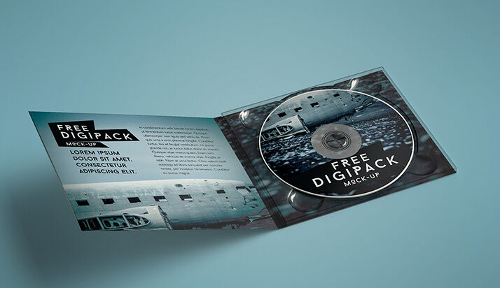3 Digipak and CD Mockups in Different positions FREE PSD