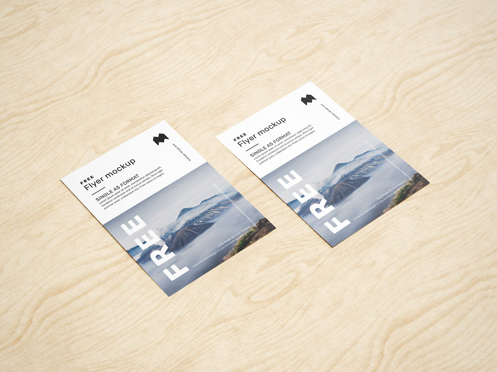 4 Mockups featuring A5 Flyers in Different Views FREE PSD