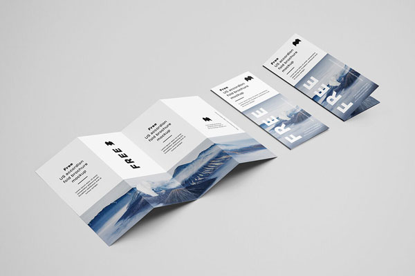4 Perspective and Top-View Accordion Brochure Mockups FREE PSD