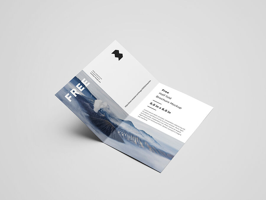 5 US Letter Size Half Fold Brochure Mockups FREE PSD