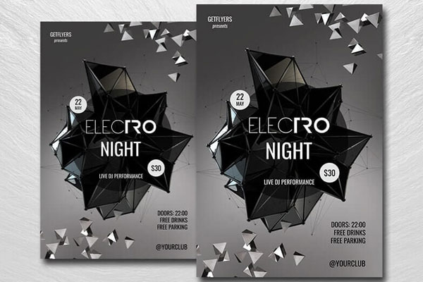 Abstract Black and Grey Electro Night Flyer Template FREE PSD