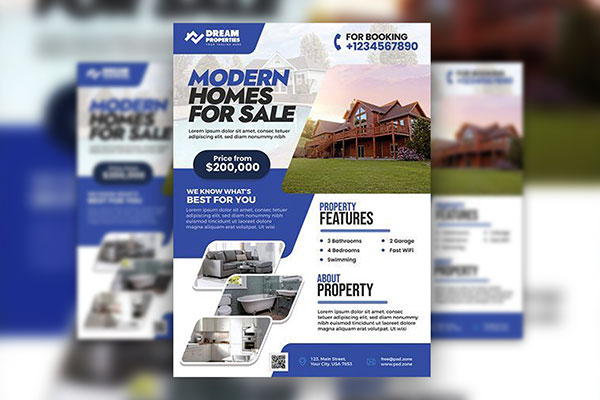 Abstract, Modern Real Estate Agency Flyer Template FREE PSD