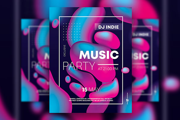 Abstract Music Party Flyer and Facebook Cover Templates FREE PSD