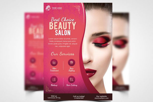 Abstract Red Beauty Salon Flyer Template Free Download | Resource Boy