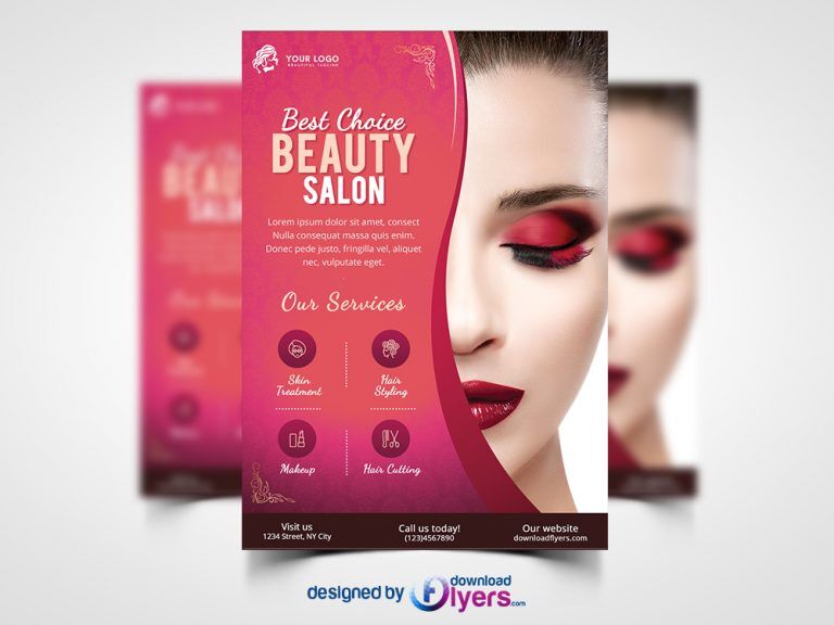 Abstract Red Beauty Salon Flyer Template (FREE) - Resource Boy