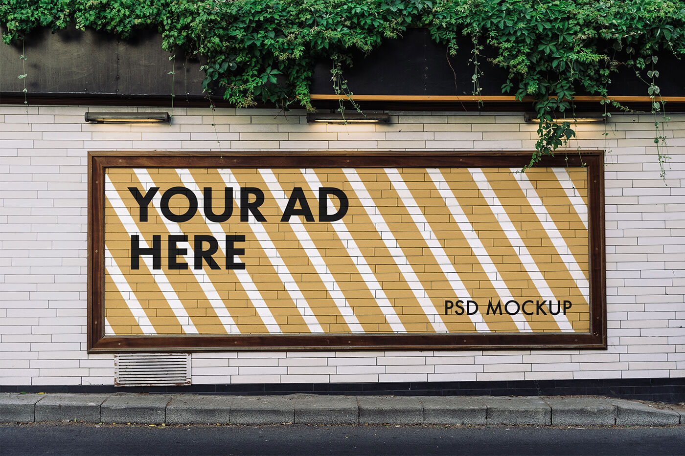 Advertising Outdoor Roadside Billboard On Brick Wall Mockup Free ...