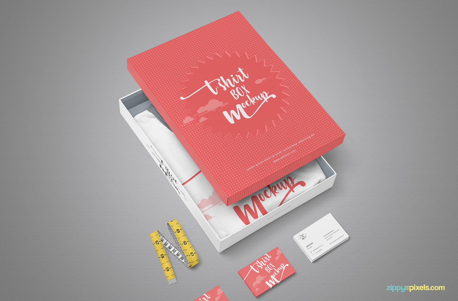 Apparel Packaging Box with Business Cards Mockup FREE PSD