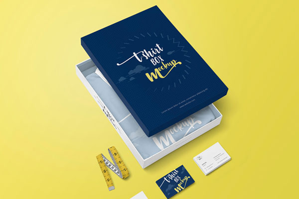 Apparel Packaging Box with Business Cards Mockup FREE PSD